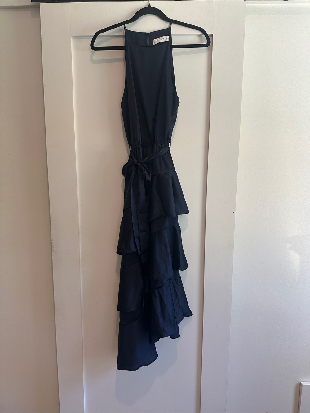 Seychelle Dress Petal & Pup Navy High-Neck Ruffle High-Low Dress